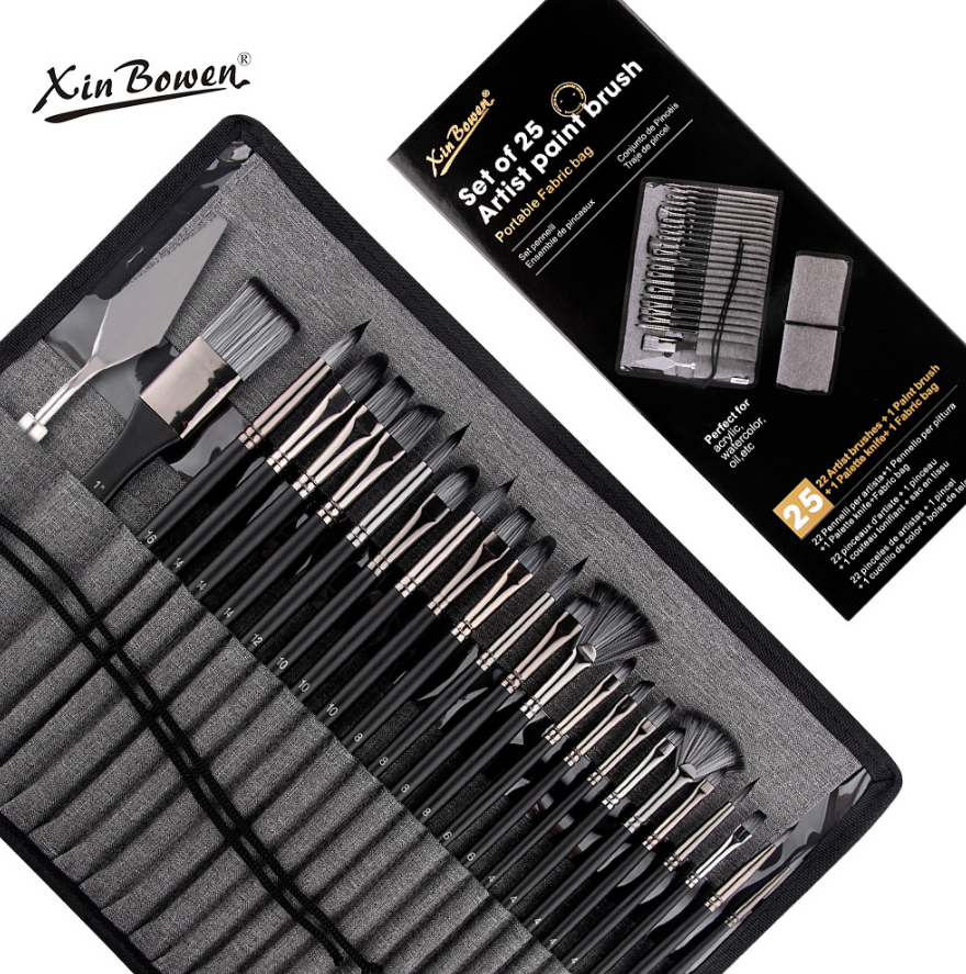 Набор кисточек, нейлон 23 шт+мастихин (1 шт)